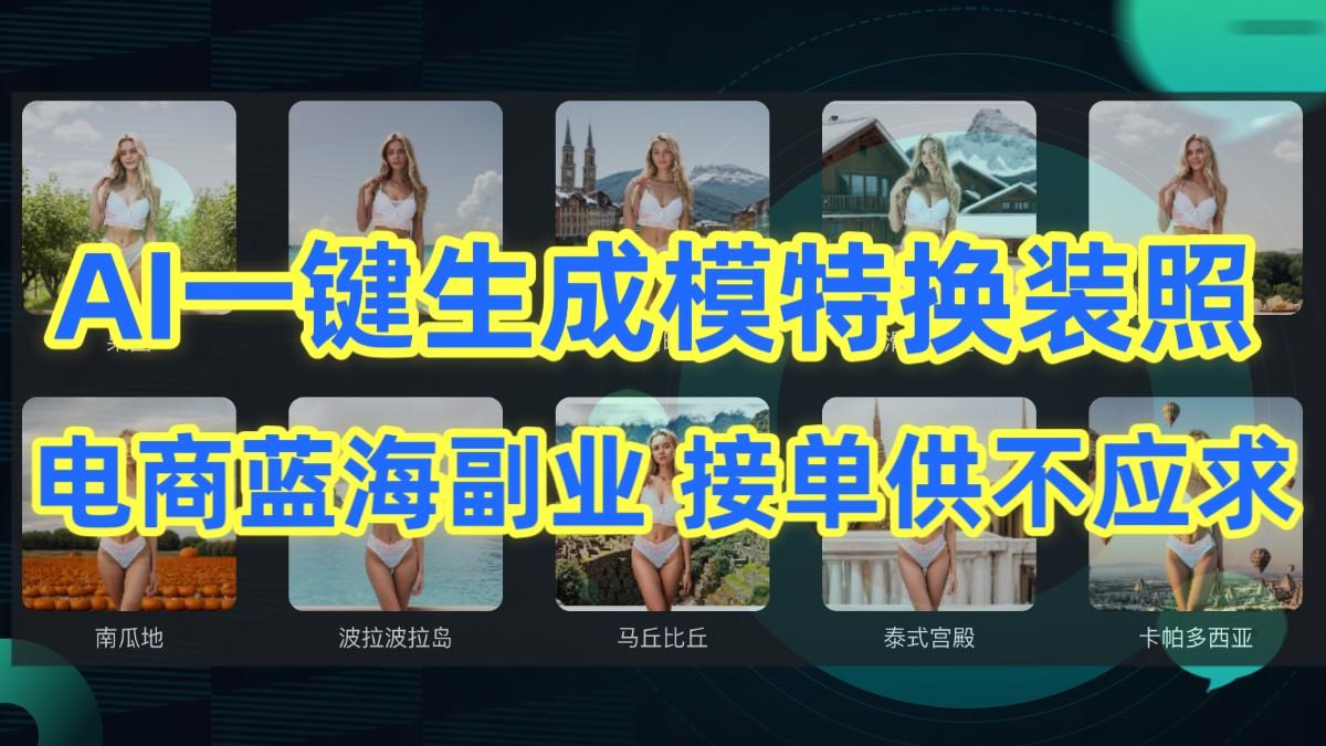 AI制作一键生成模特换装照，电商蓝海副业，接单供不应求-识享社