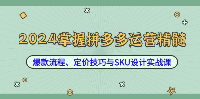 2024掌握拼多多运营精髓：爆款流程、定价技巧与SKU设计实战课-识享社