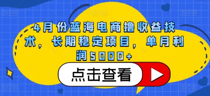 4月份蓝海电商撸收益技术，长期稳定项目，单月利润5000+【揭秘】 - 识享社-识享社