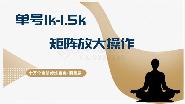 十万个富翁修炼宝典15.单号1k-1.5k，矩阵放大操作-识享社