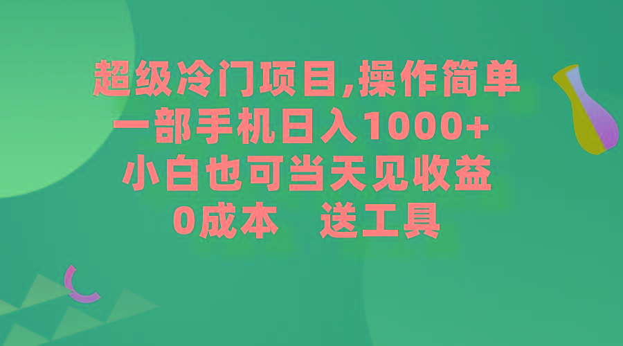 (9291期)超级冷门项目,操作简单，一部手机轻松日入1000+，小白也可当天看见收益 - 识享社-识享社