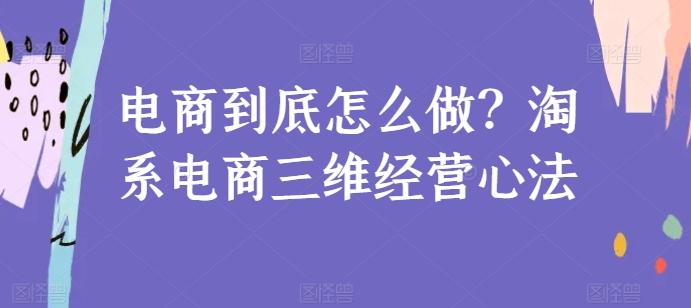 电商到底怎么做？淘系电商三维经营心法 - 识享社-识享社