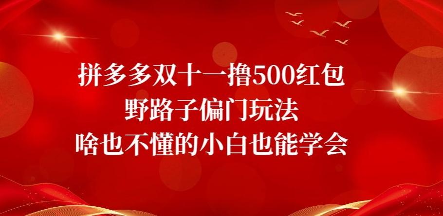 拼多多双十一撸500红包野路子偏门玩法，啥也不懂的小白也能学会【揭秘】 - 识享社-识享社